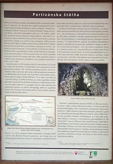 Informačný panel pri Partizánskej štôlni.