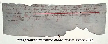 Prvá písomná zmienka o hrade Revište.
