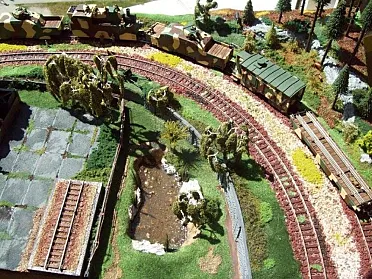 Model pancierového vlaku v bojovom nasadení.