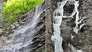 Vodopád v zime, v lete