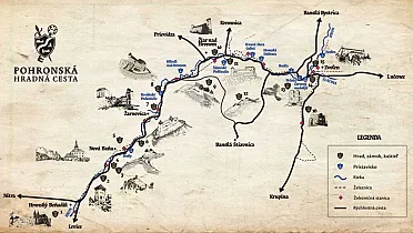 Mapa hradov popri Hrone