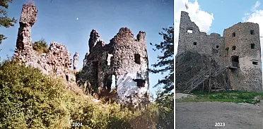 Porovnanie so stavom hradu v roku 2004