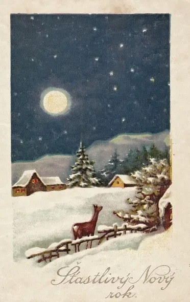 Maľovaná novoročná krajinka