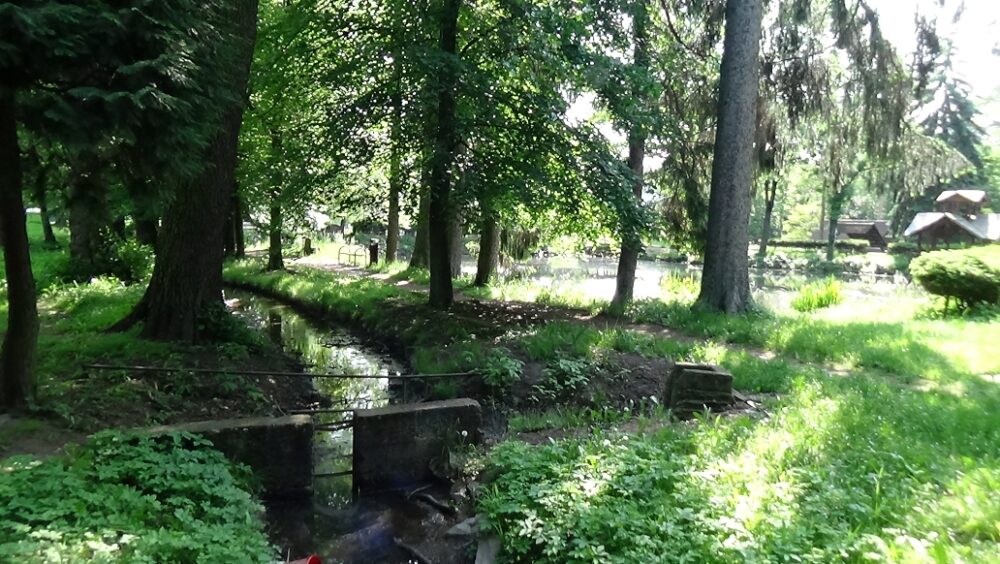 Rybníky v parku, v minulosti slúžili aj ako nádrže na vodu pre mlyn.