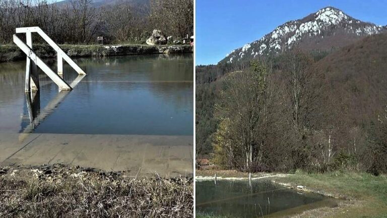 Jazero Zlá voda vzniklo v kráteri Rojkovskej travertínovej kopy pri obci Stankovany.